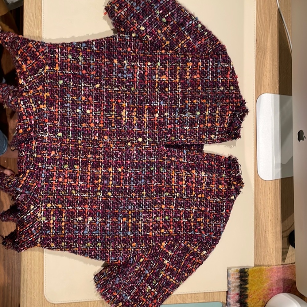 Zara women’s peplum tweed T-shirt size medium used no returns great condition - Picture 1 of 7